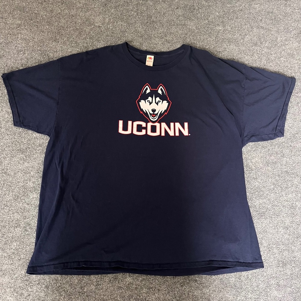 Fruit of the Loom UConn Huskies T-Shirt Mens 3XL Navy Blue HD Cotton Tee